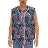 Flamingo And Hawaiian Floral Print Sleeveless Baseball Jersey