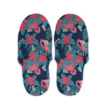 Flamingo And Hawaiian Floral Print Slippers