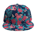 Flamingo And Hawaiian Floral Print Snapback Cap