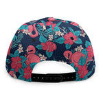 Flamingo And Hawaiian Floral Print Snapback Cap