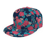 Flamingo And Hawaiian Floral Print Snapback Cap