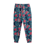 Flamingo And Hawaiian Floral Print Sweatpants
