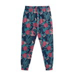 Flamingo And Hawaiian Floral Print Sweatpants