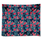 Flamingo And Hawaiian Floral Print Tapestry