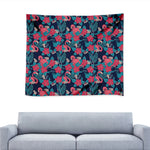 Flamingo And Hawaiian Floral Print Tapestry
