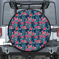 Flamingo And Hawaiian Floral Print Tire Cover