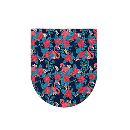 Flamingo And Hawaiian Floral Print Toilet Lid Cover