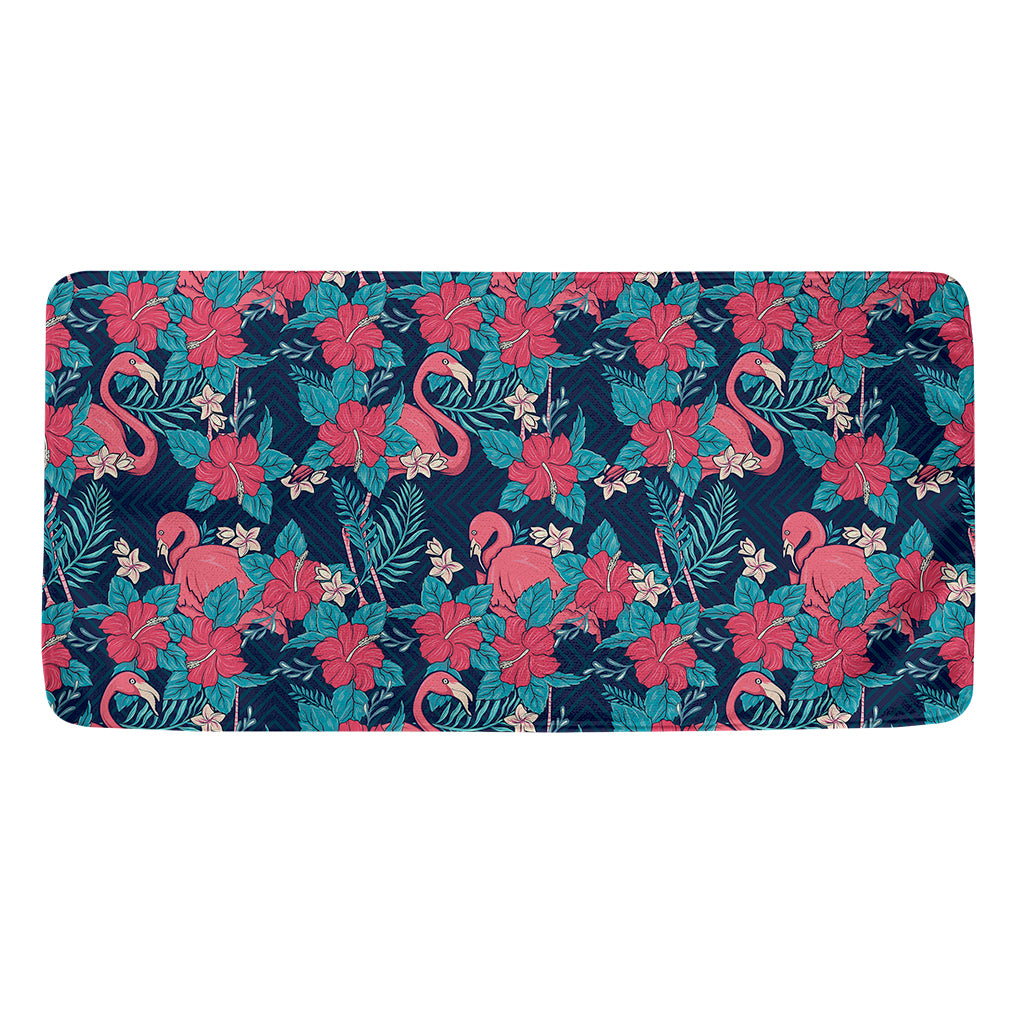 Flamingo And Hawaiian Floral Print Towel