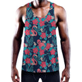 Flamingo And Hawaiian Floral Print Men's Workout Tank Top