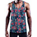 Flamingo And Hawaiian Floral Print Training Tank Top