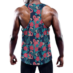 Flamingo And Hawaiian Floral Print Training Tank Top