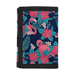 Flamingo And Hawaiian Floral Print Trifold Wallet