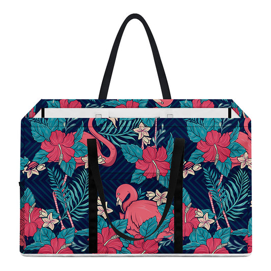 Flamingo And Hawaiian Floral Print Utility Tote Bag
