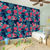 Flamingo And Hawaiian Floral Print Wall Sticker