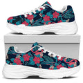 Flamingo And Hawaiian Floral Print White Chunky Shoes