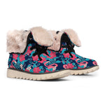 Flamingo And Hawaiian Floral Print Winter Boots