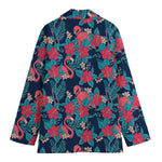 Flamingo And Hawaiian Floral Print Women's Blazer