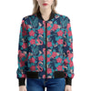 Flamingo And Hawaiian Floral Print Women's Bomber Jacket