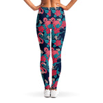 Flamingo And Hawaiian Floral Print Women's Leggings