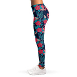 Flamingo And Hawaiian Floral Print Women's Leggings