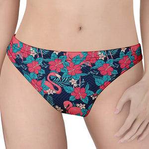 Flamingo And Hawaiian Floral Print Women's Thong