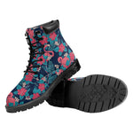 Flamingo And Hawaiian Floral Print Work Boots