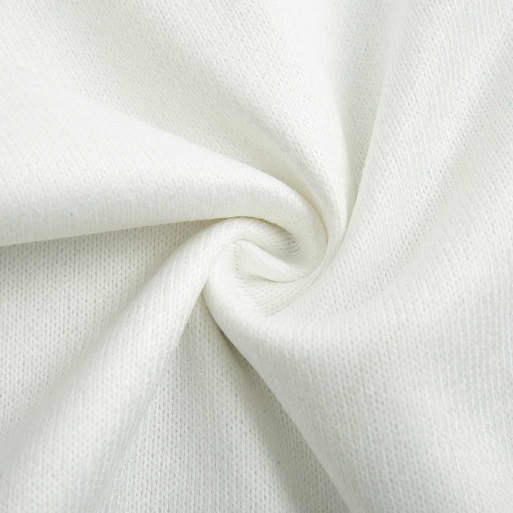 White Daffodil Flower Pattern Print Fleece Lined Knit Pants