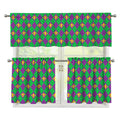 Fleur-De-Lis Mardi Gras Pattern Print 3 Piece Kitchen Curtains