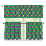 Fleur-De-Lis Mardi Gras Pattern Print 3 Piece Kitchen Curtains