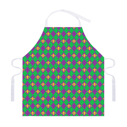 Fleur-De-Lis Mardi Gras Pattern Print Adjustable Apron