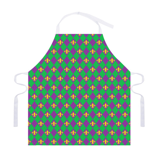 Fleur-De-Lis Mardi Gras Pattern Print Adjustable Apron