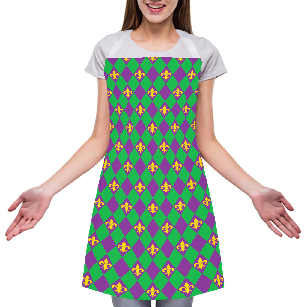 Fleur-De-Lis Mardi Gras Pattern Print Adjustable Apron