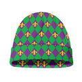 Fleur-De-Lis Mardi Gras Pattern Print Beanie