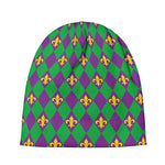 Fleur-De-Lis Mardi Gras Pattern Print Beanie