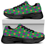 Fleur-De-Lis Mardi Gras Pattern Print Black Chunky Shoes