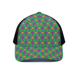 Fleur-De-Lis Mardi Gras Pattern Print Black Mesh Trucker Cap