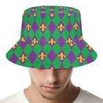 Fleur-De-Lis Mardi Gras Pattern Print Bucket Hat