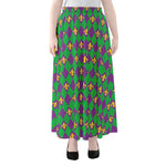 Fleur-De-Lis Mardi Gras Pattern Print Chiffon Maxi Skirt
