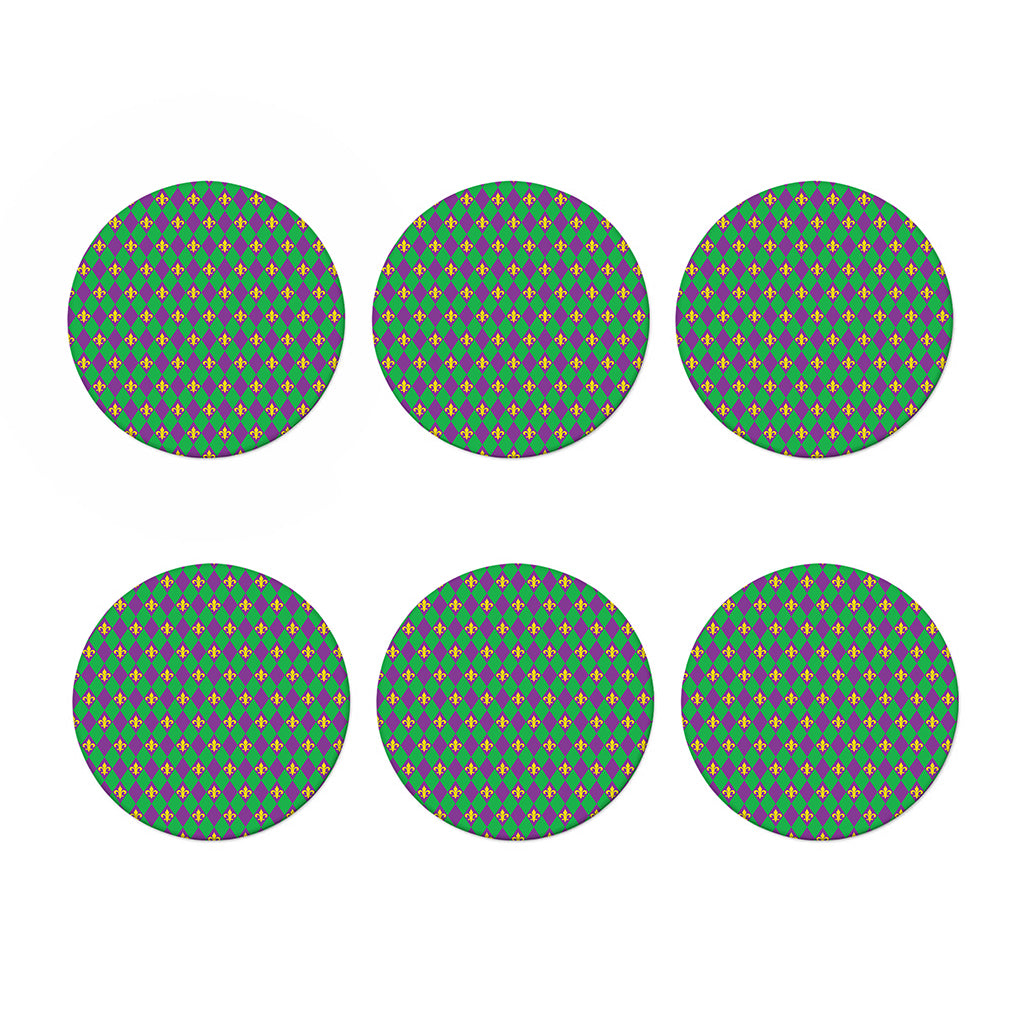 Fleur-De-Lis Mardi Gras Pattern Print Coaster Set