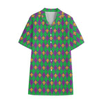 Fleur-De-Lis Mardi Gras Pattern Print Cotton Hawaiian Shirt