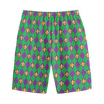 Fleur-De-Lis Mardi Gras Pattern Print Cotton Shorts