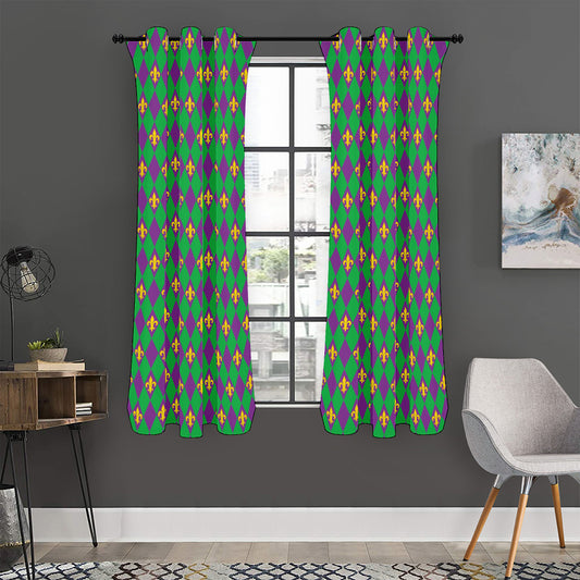 Fleur-De-Lis Mardi Gras Pattern Print Curtain