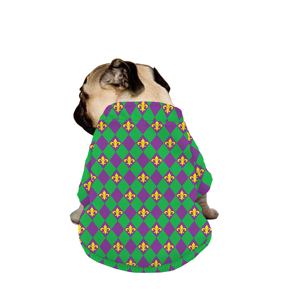 Fleur-De-Lis Mardi Gras Pattern Print Dog Zip Up Jacket
