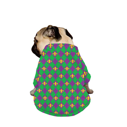 Fleur-De-Lis Mardi Gras Pattern Print Dog Zip Up Jacket