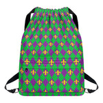 Fleur-De-Lis Mardi Gras Pattern Print Drawstring Backpack