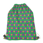 Fleur-De-Lis Mardi Gras Pattern Print Drawstring Bag