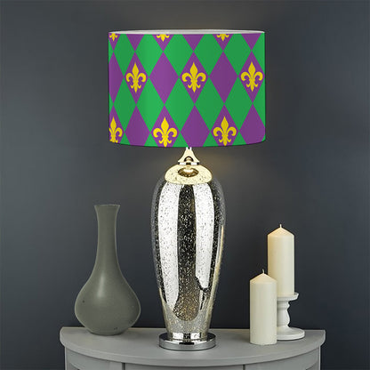 Fleur-De-Lis Mardi Gras Pattern Print Drum Lamp Shade