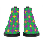 Fleur-De-Lis Mardi Gras Pattern Print Flat Ankle Boots