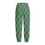 Fleur-De-Lis Mardi Gras Pattern Print Fleece Lined Knit Pants