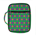 Fleur-De-Lis Mardi Gras Pattern Print Front Pocket Bible Bag
